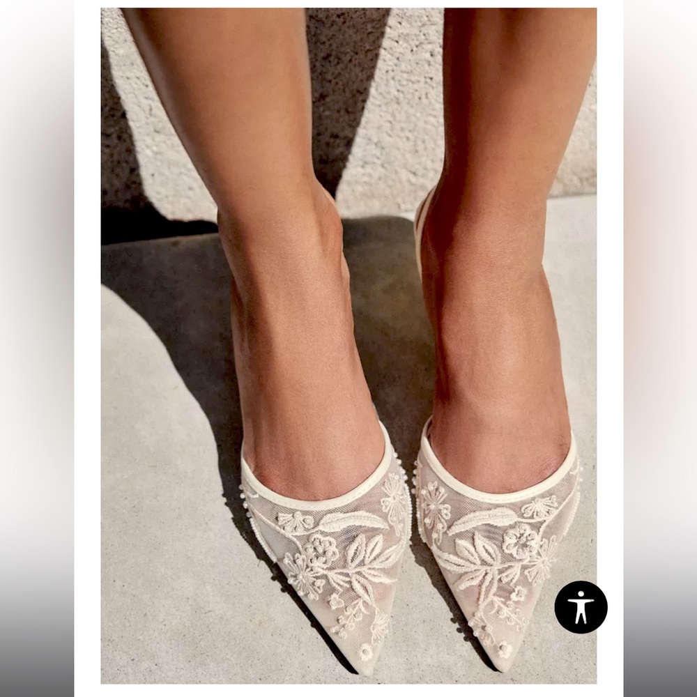 Viral Zara Embroidered Mesh Bridal Heels